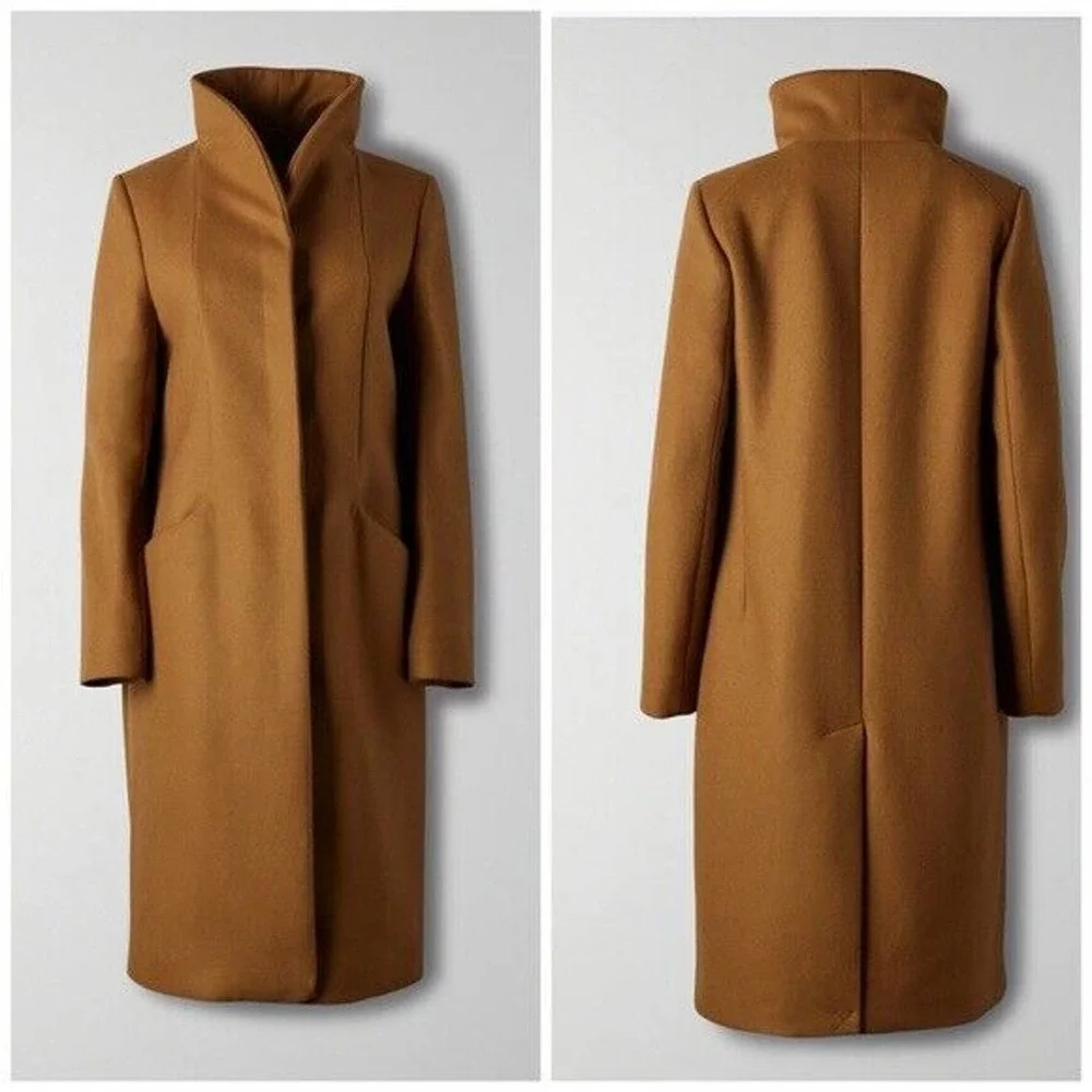 *Flawed Aritzia Wilfred The Cocoon Long Coat Wool Cashmere Camel Size XXS H14288 - Picture 3 of 15